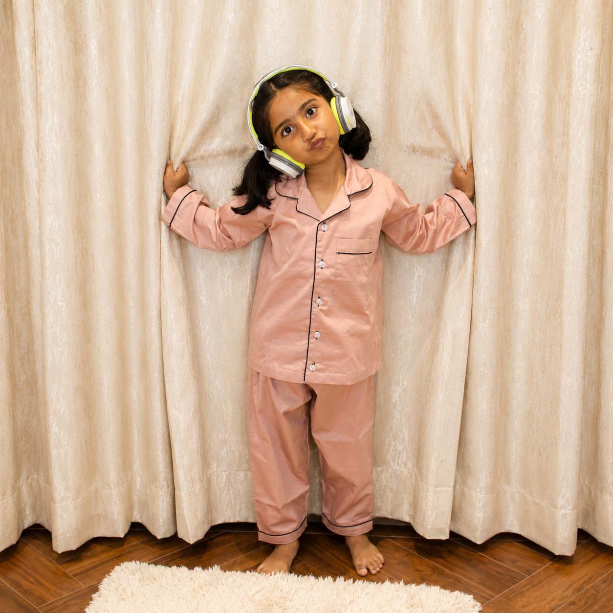 Peach Cotton Pyjama Set for Kids