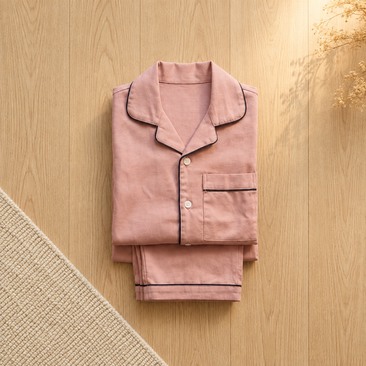 Peach Cotton Pyjama Set for Kids