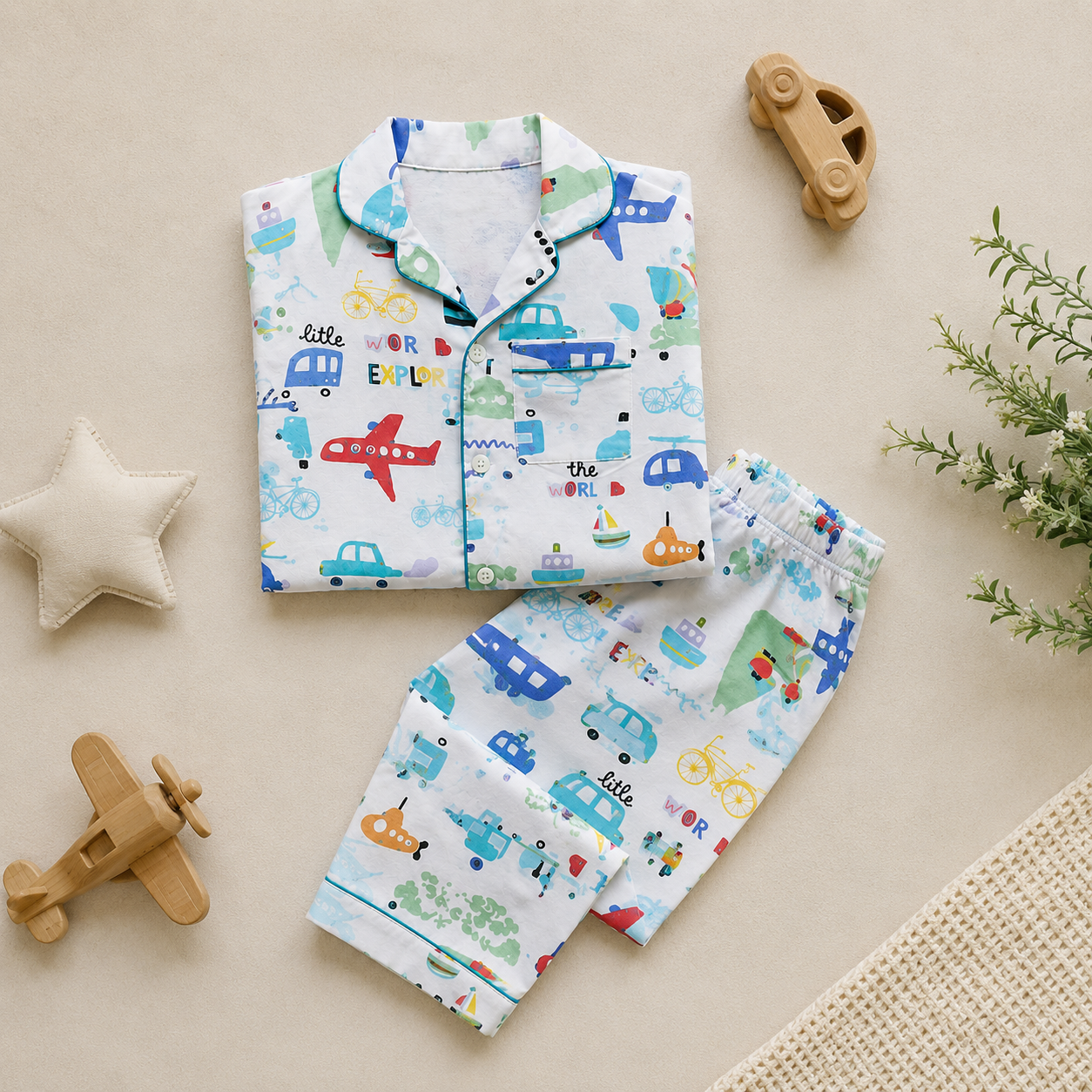 Little Explorer Cotton Pyjama Set for Kids