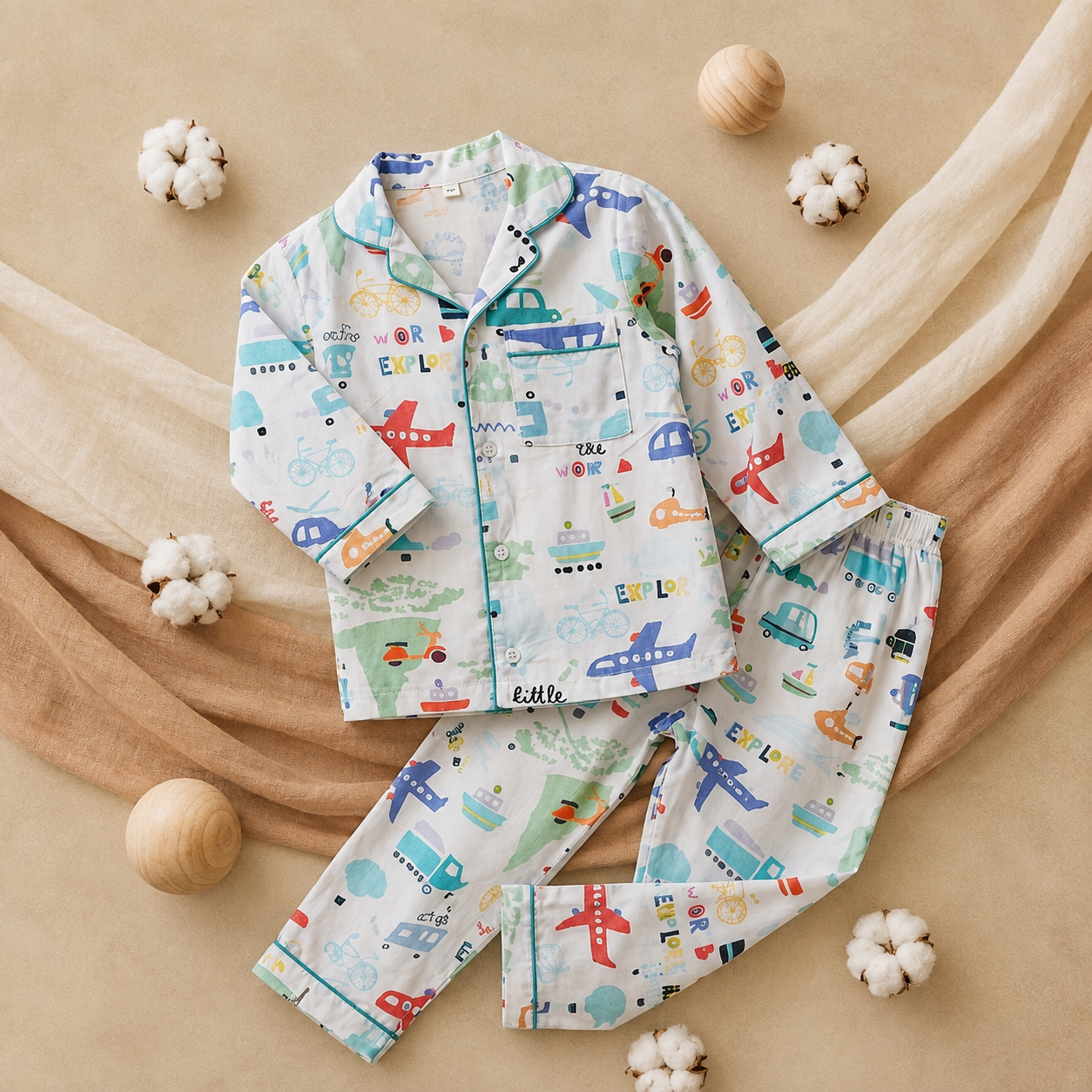 Little Explorer Cotton Pyjama Set for Kids
