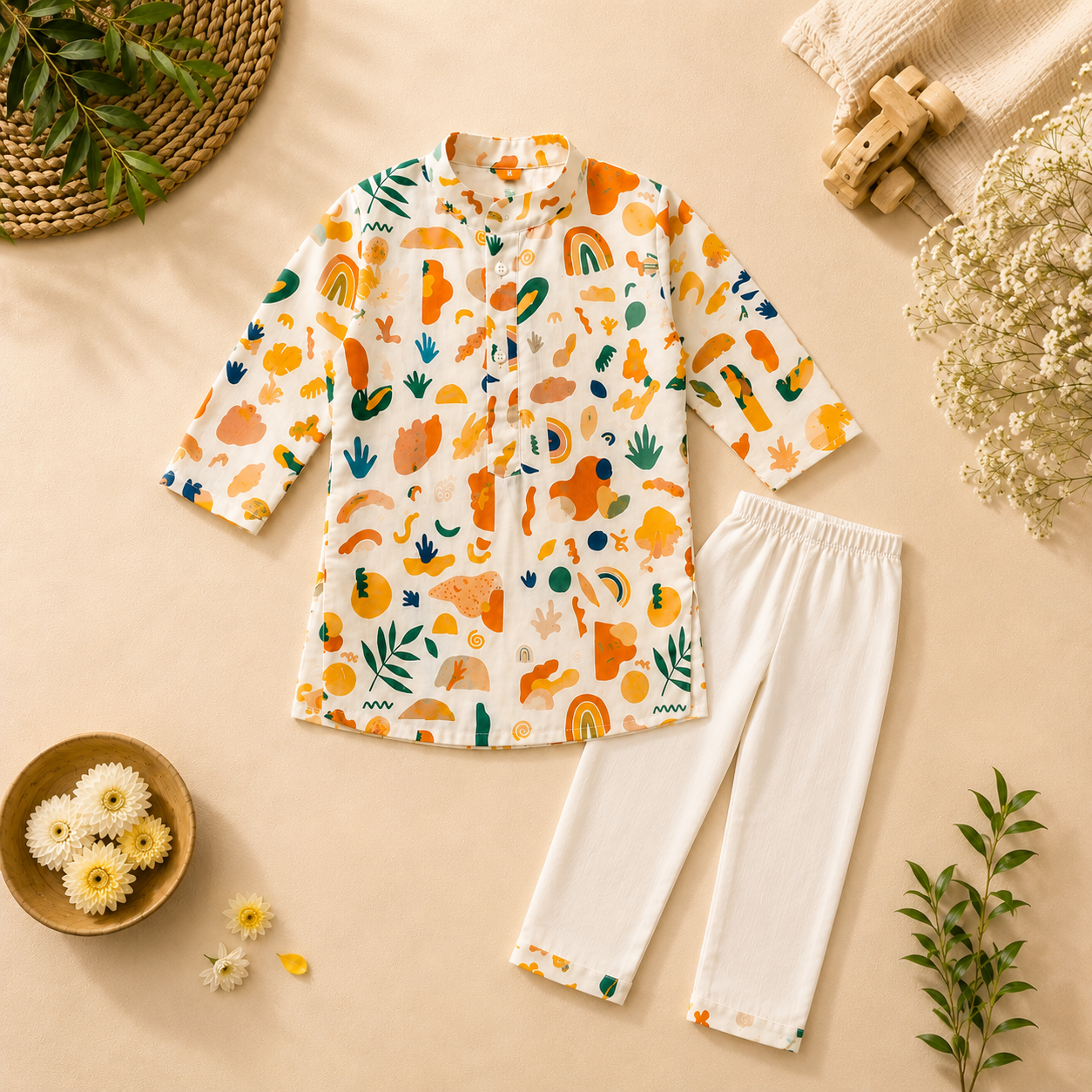 Colourful Escape Cotton Kurta Pyjama Set for Kids