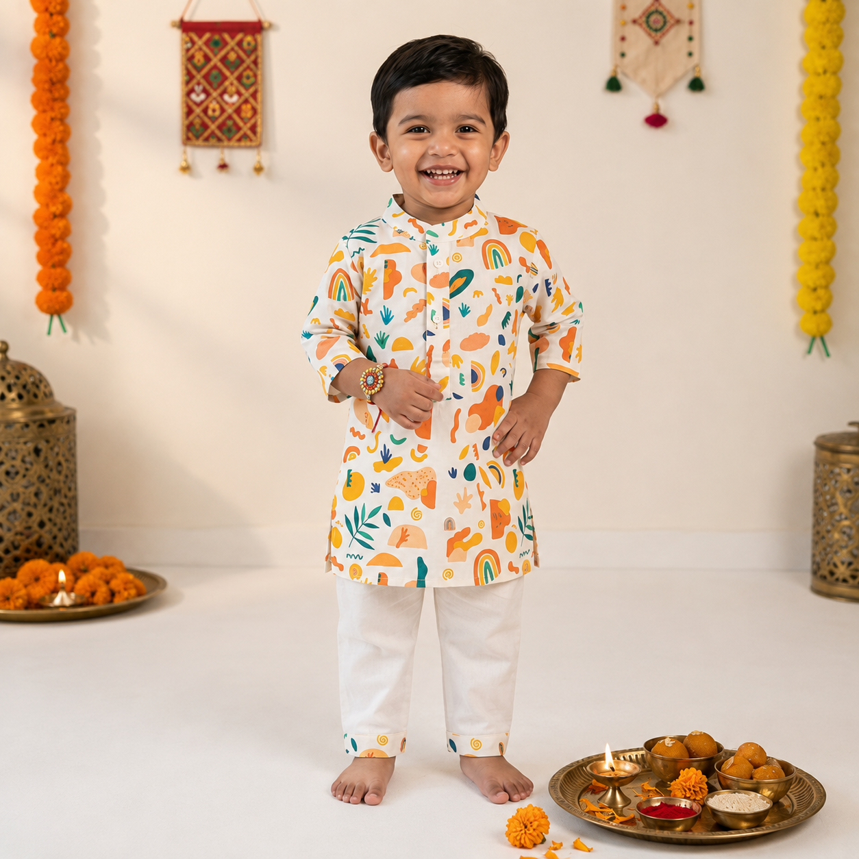 Colourful Escape Cotton Kurta Pyjama Set for Kids