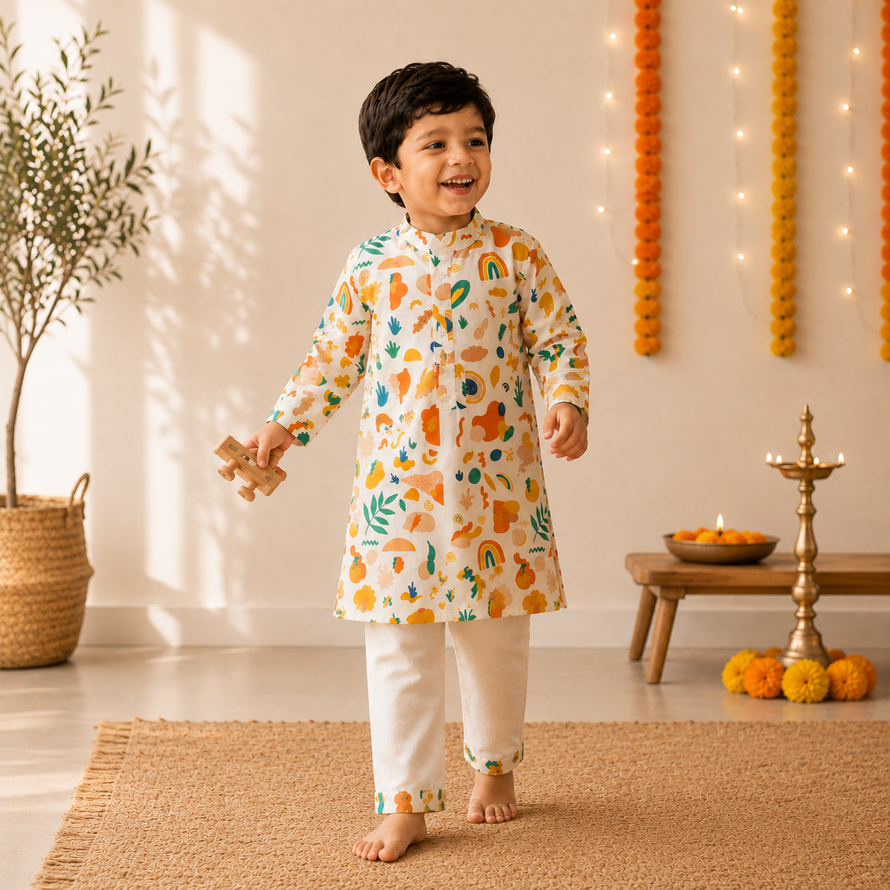 Colourful Escape Cotton Kurta Pyjama Set for Kids