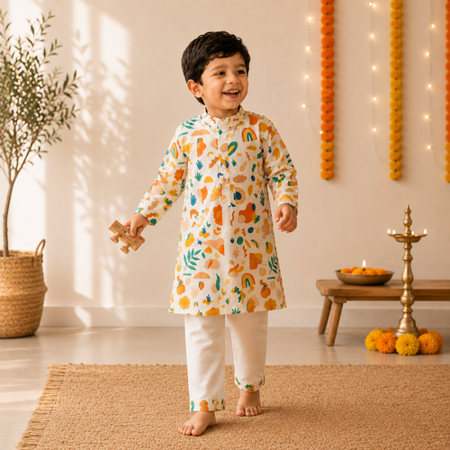 Colourful Escape Cotton Kurta Pyjama Set for Kids