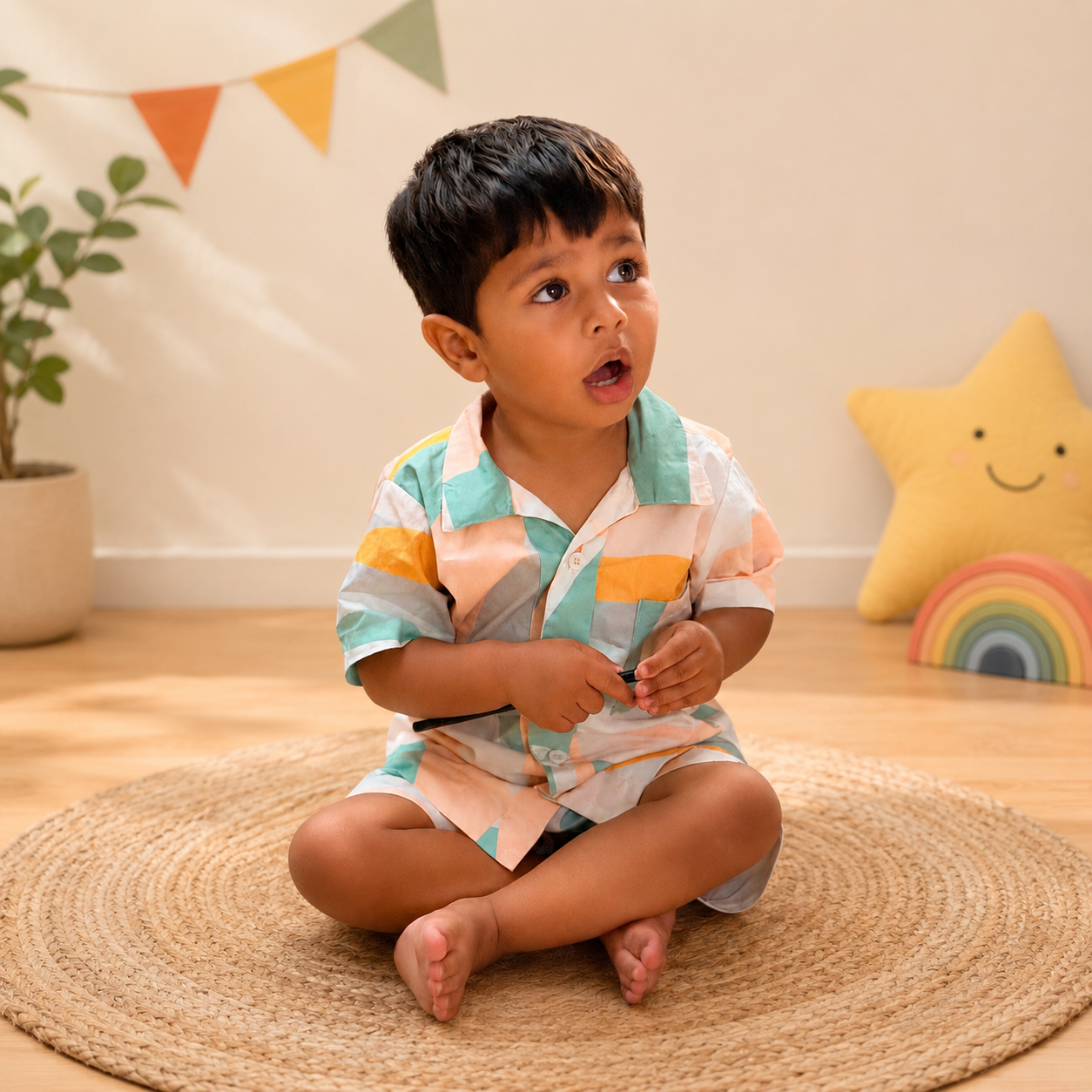 Rainbow Leaf Cotton Coord Set for Boys