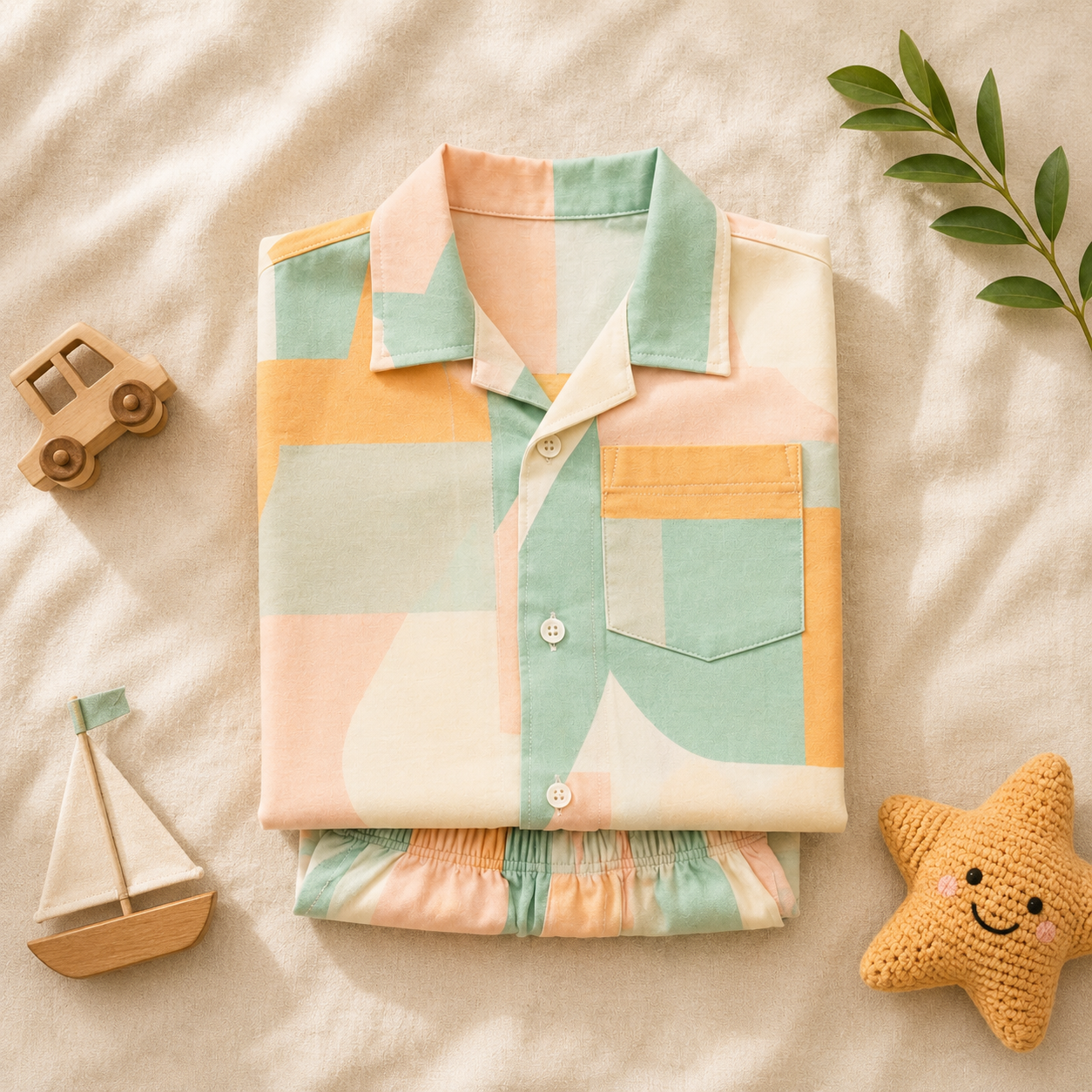 Rainbow Leaf Cotton Coord Set for Boys