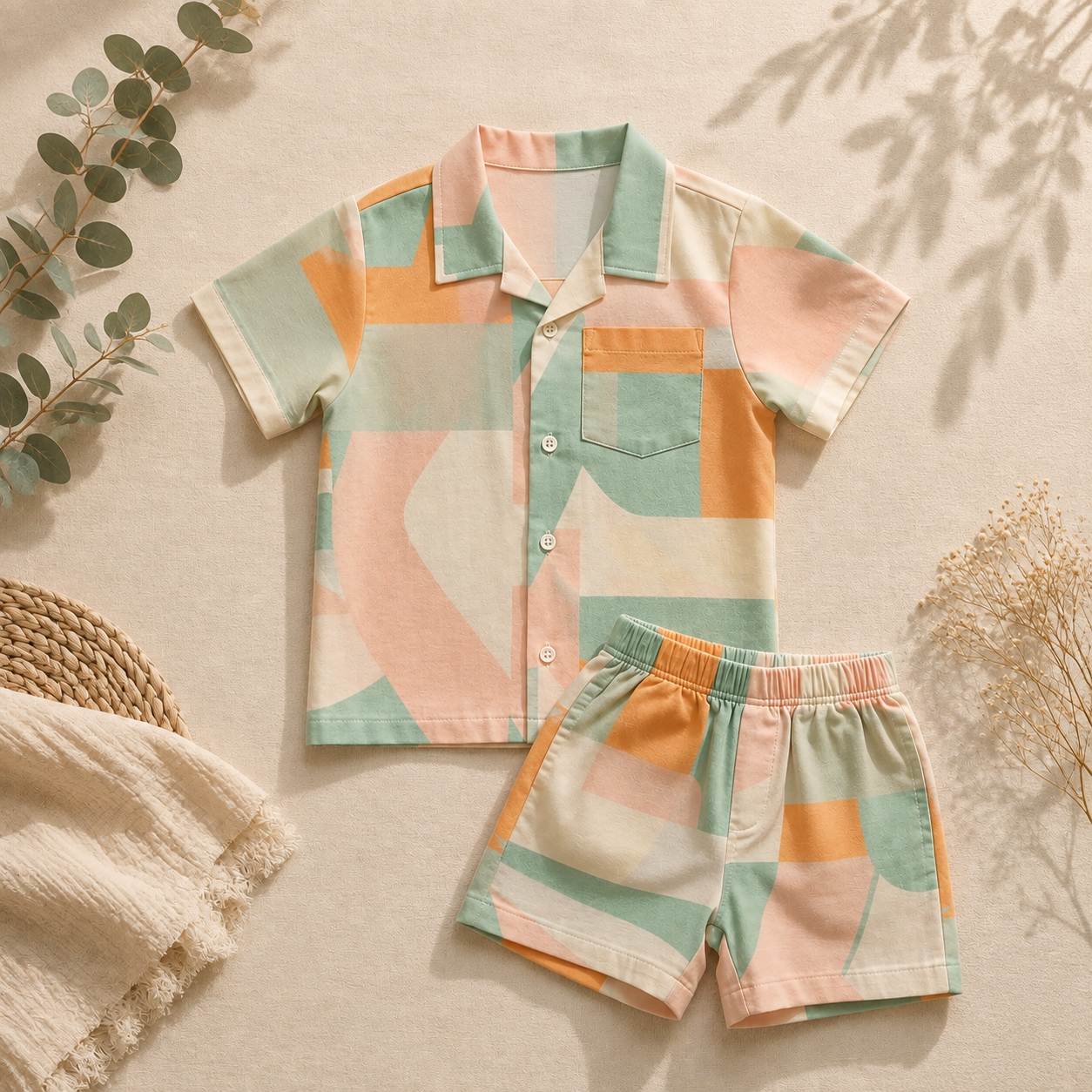Rainbow Leaf Cotton Coord Set for Boys