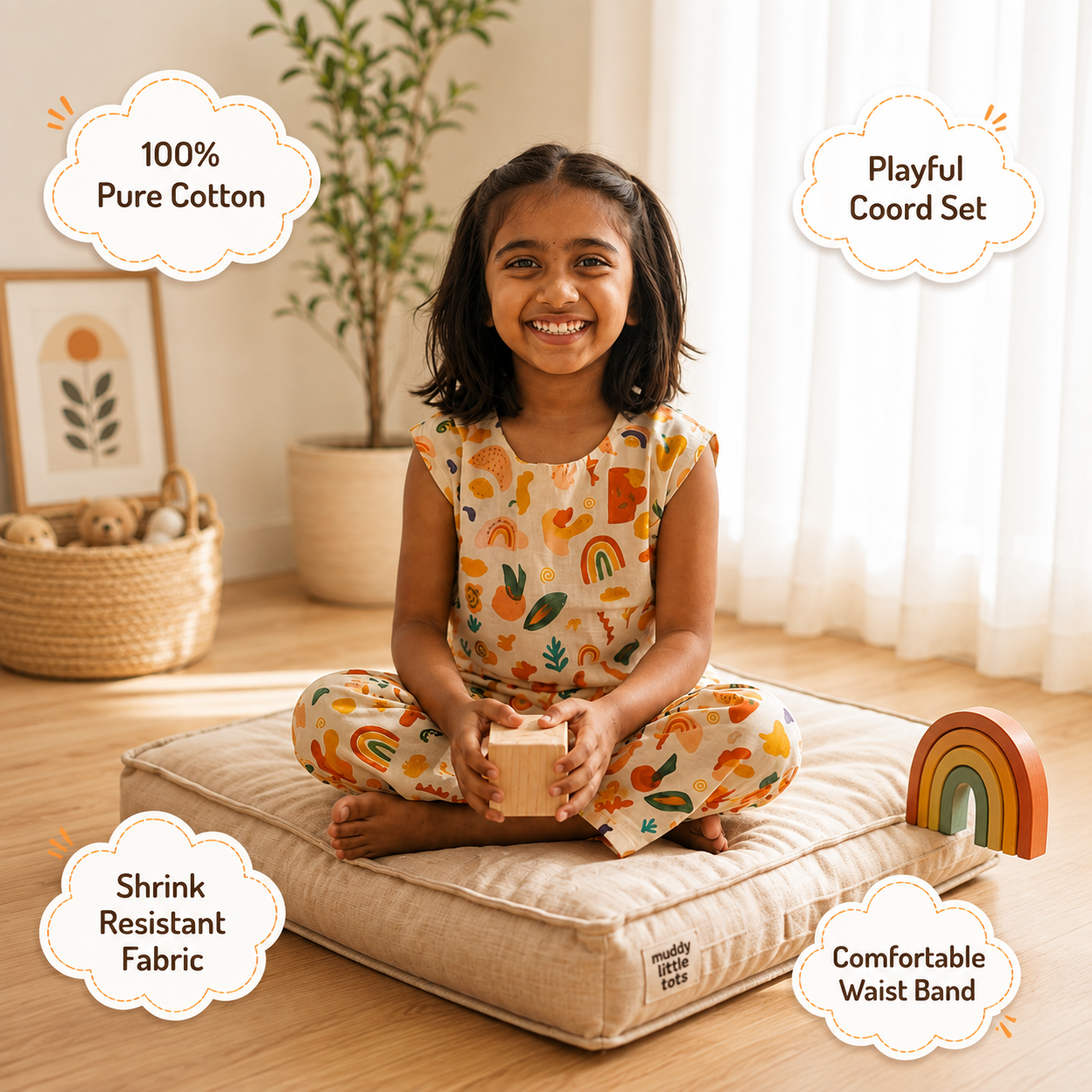 Colourful Escape Sleeveless Cotton Coord Set for Kids