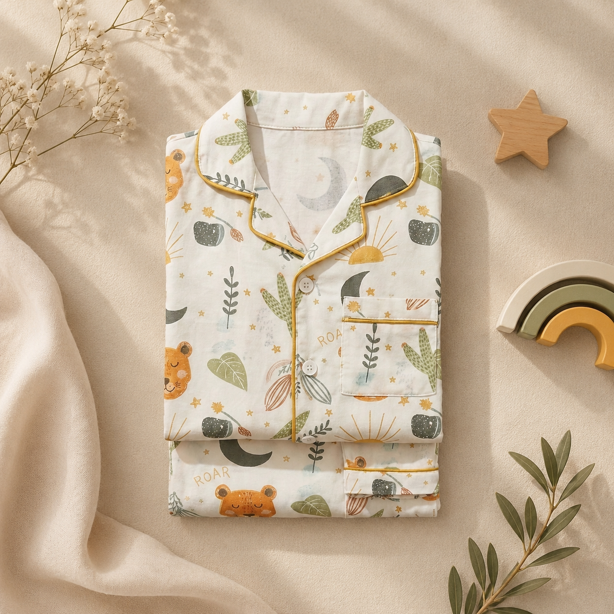 Wild Roar Cotton Pyjama Set for Kids