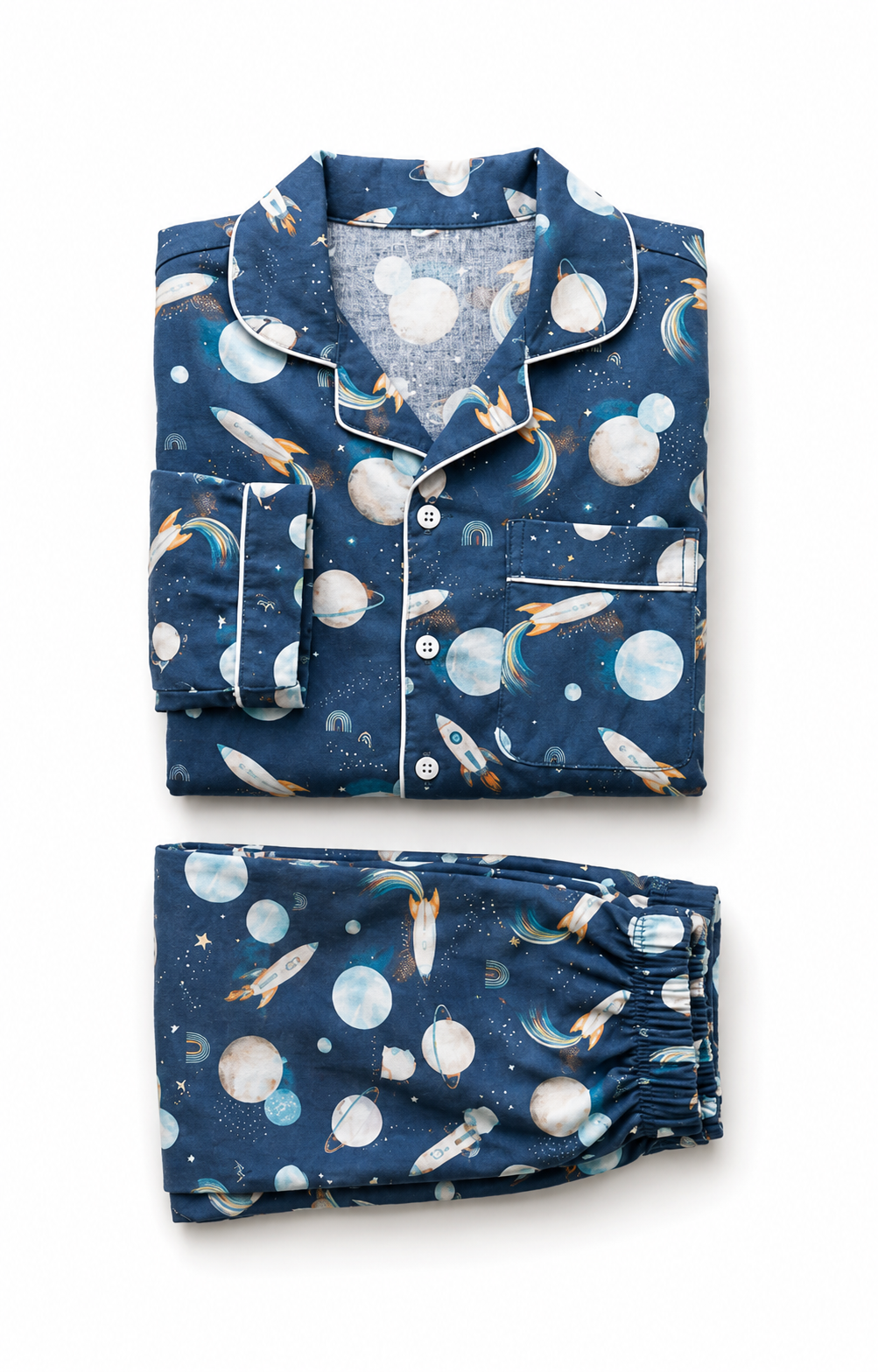 Astronaut Space Print Cotton Pyjama Set for Kids — view 4