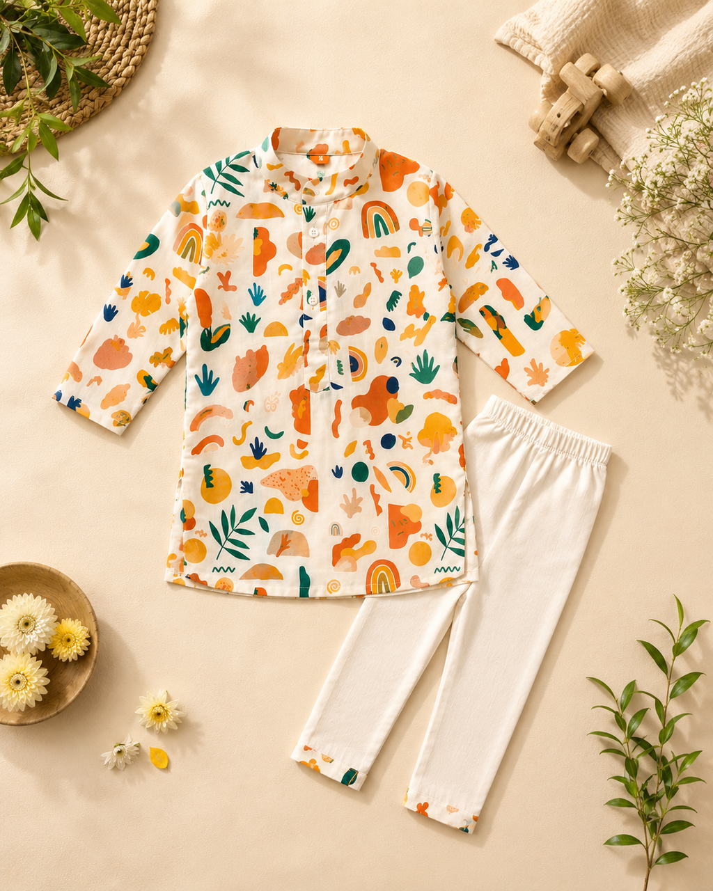 Colourful Escape Cotton Kurta Pyjama Set for Kids | Traditional Wear | 1-14 Yrs