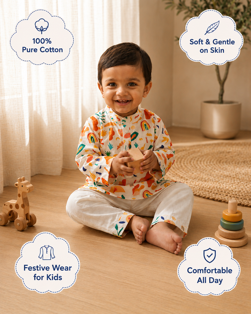 Colourful Escape Cotton Kurta Pyjama Set for Kids