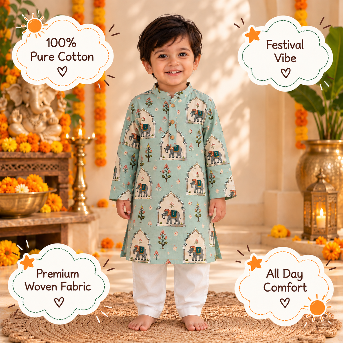 Elephant Mahal Kurta Pyjama Set — view 2