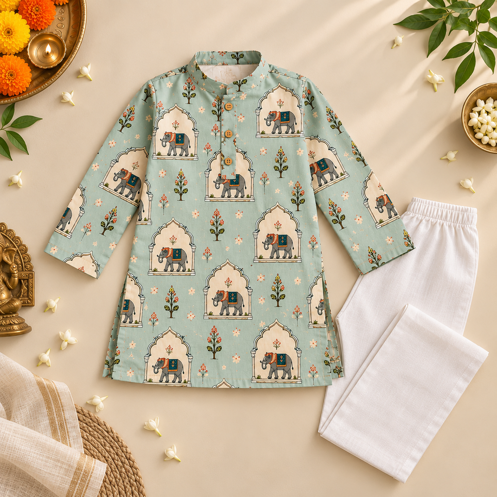 Elephant Mahal Kurta Pyjama Set — view 3
