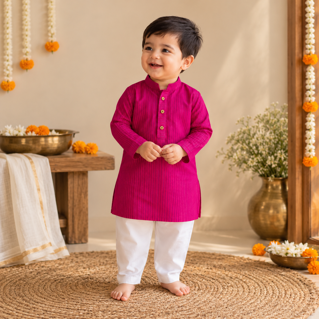 Gulabi Noor Kurta Set for Boys