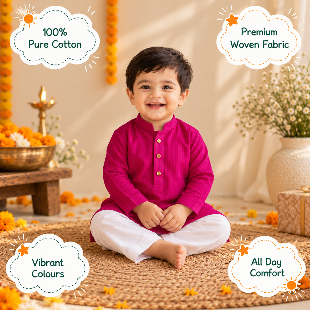 Gulabi Noor Kurta Set for Boys — view 3
