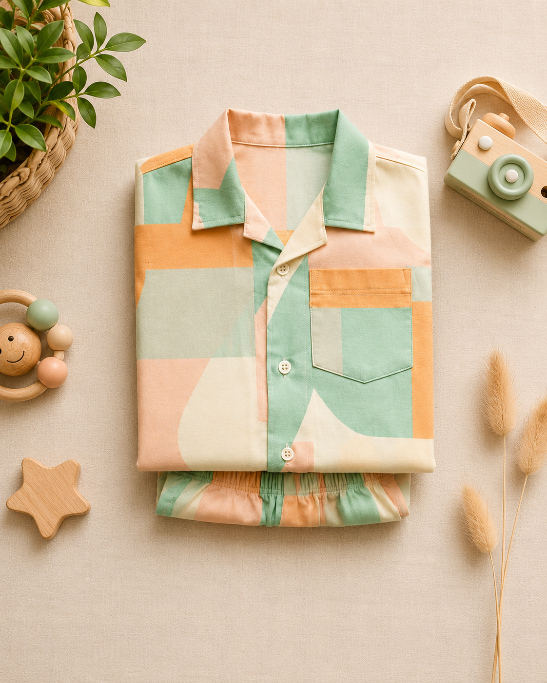 Rainbow Leaf Cotton Coord Set for Boys — view 4