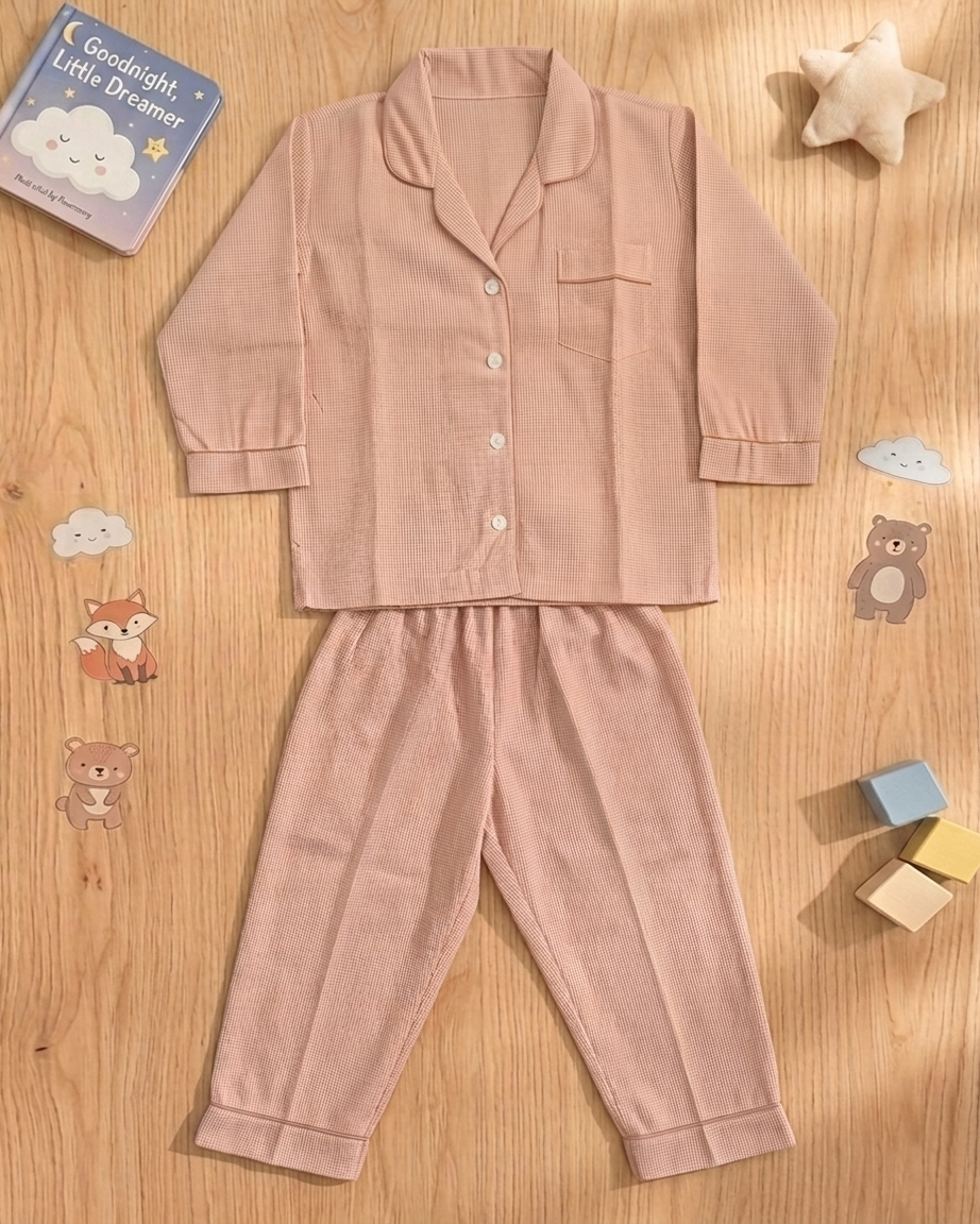 Red Check Cotton Pyjama Set for Kids — view 2