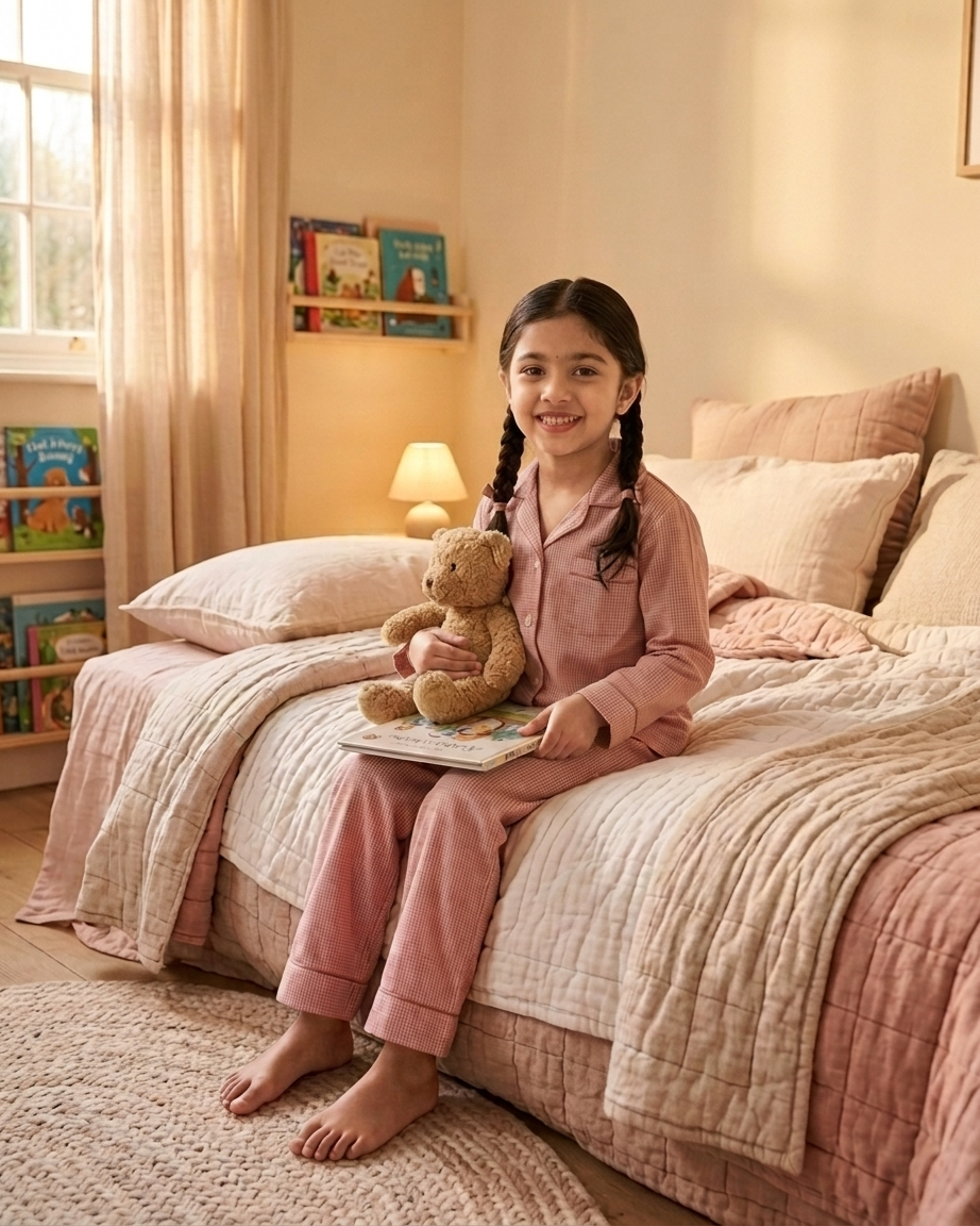 Red Check Cotton Pyjama Set for Kids — view 4