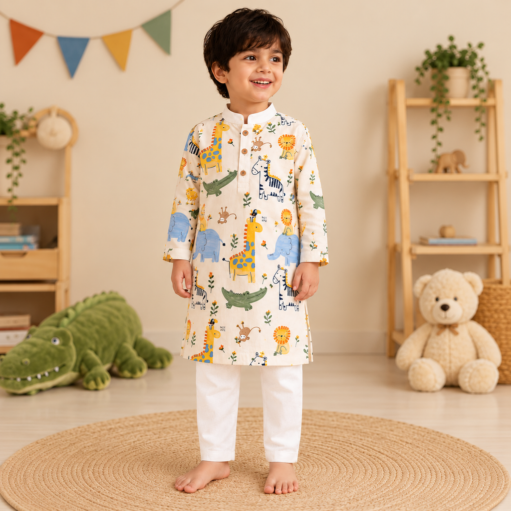 Safari Print Kurta Pyjama Set