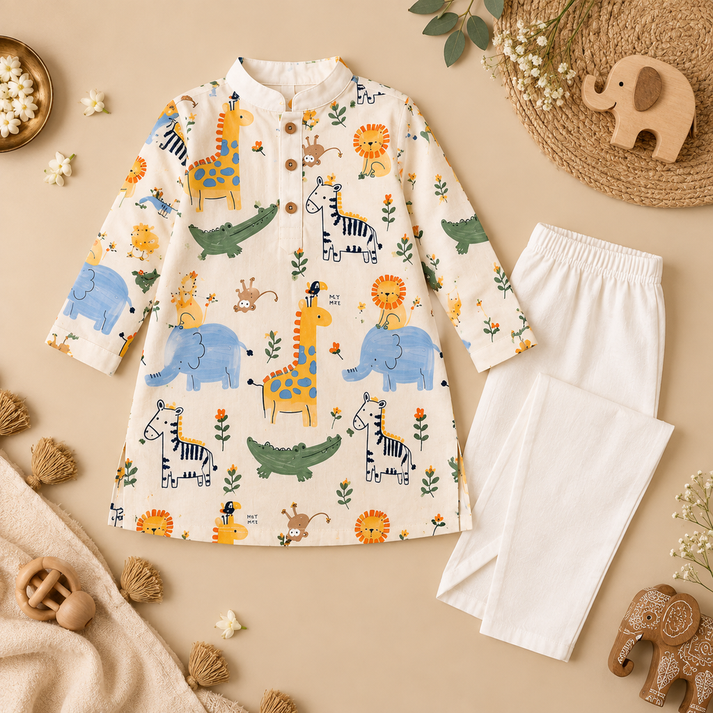 Safari Print Kurta Pyjama Set — view 2