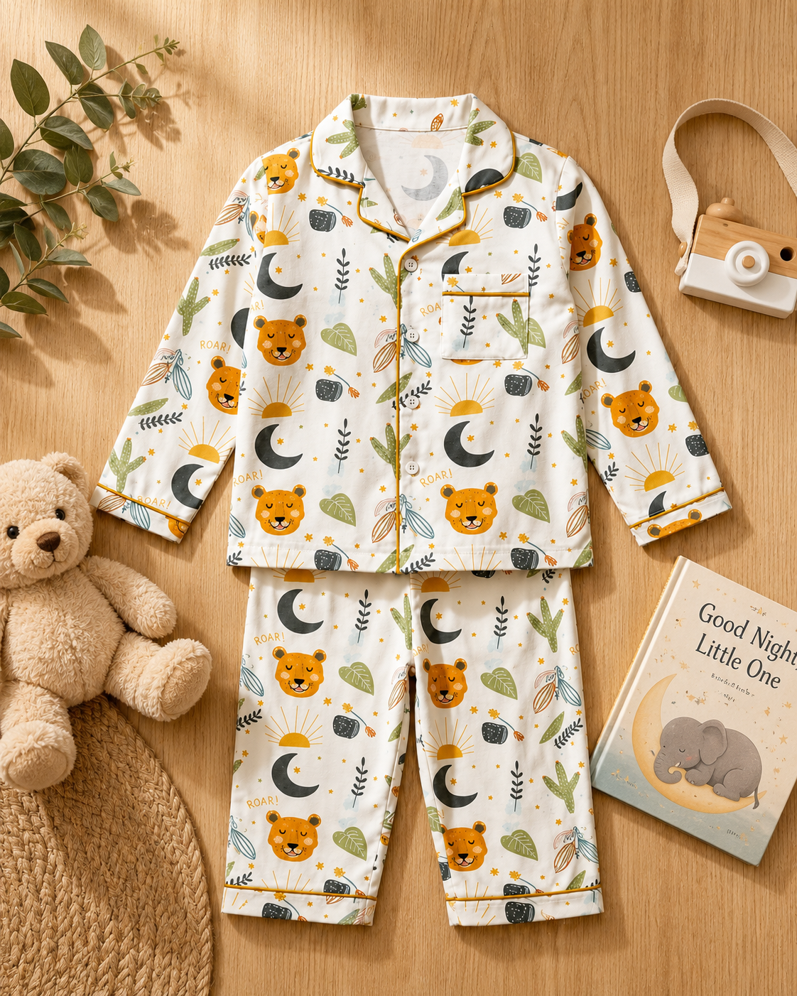Wild Roar Cotton Pyjama Set for Kids — view 3